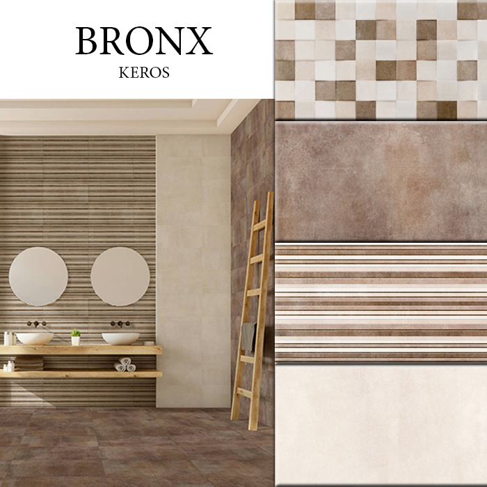 KEROS BRONX 25x50 BEIGE / CUERO - BRONX CUBIK BEIGE 25x50 - BRONX LINE BEIGE 25x50 - BRONX 33x33 BEIGE / CUERO
